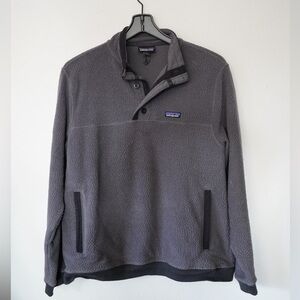 Patagonia Shearling Fleece Button Pullover Gray Men's Size L